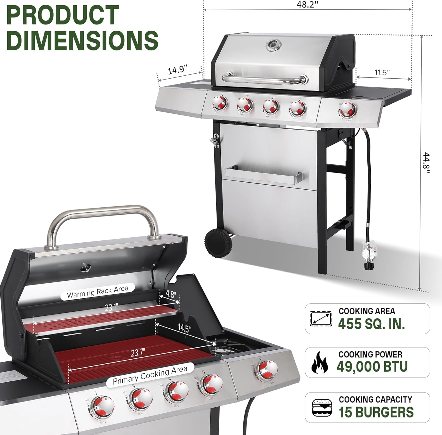 Gas Charcoal Barbecue Grill System Porcelain Grates-1