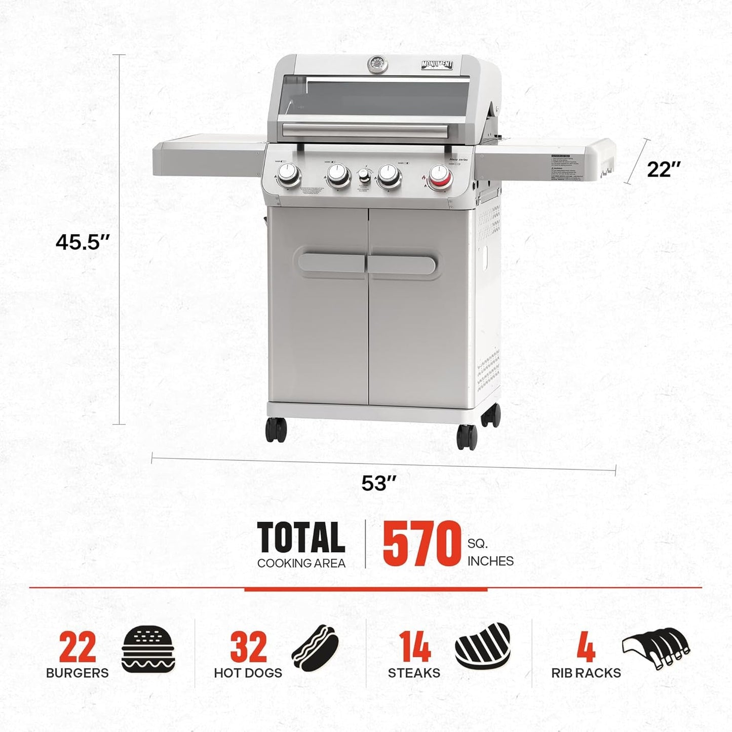 4 Burner Propane Gas Grill Stainless OutdoorPatioArea-3