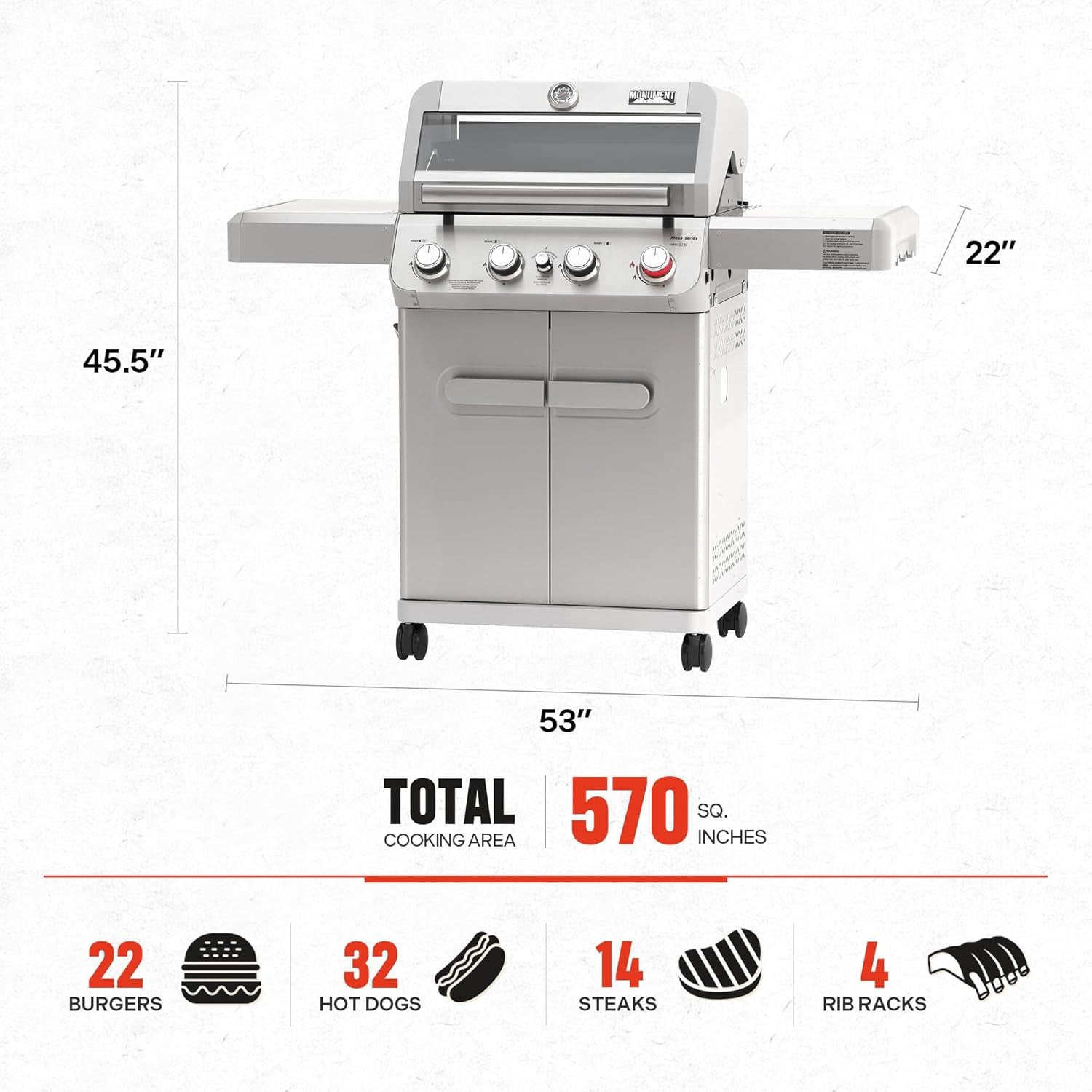 4 Burner Propane Gas Grill Stainless OutdoorPatioArea-3