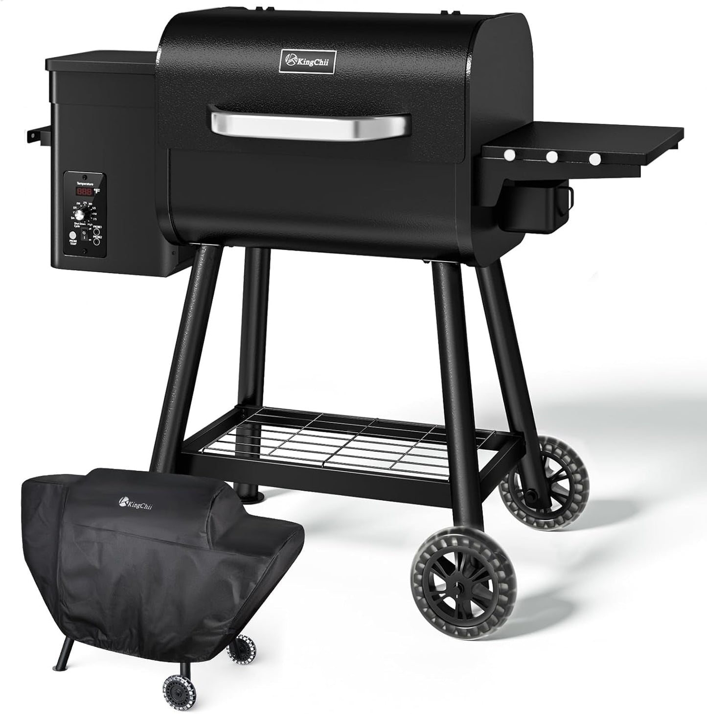 Black Pellet Grill Smoker With TemperaturePrecision-0