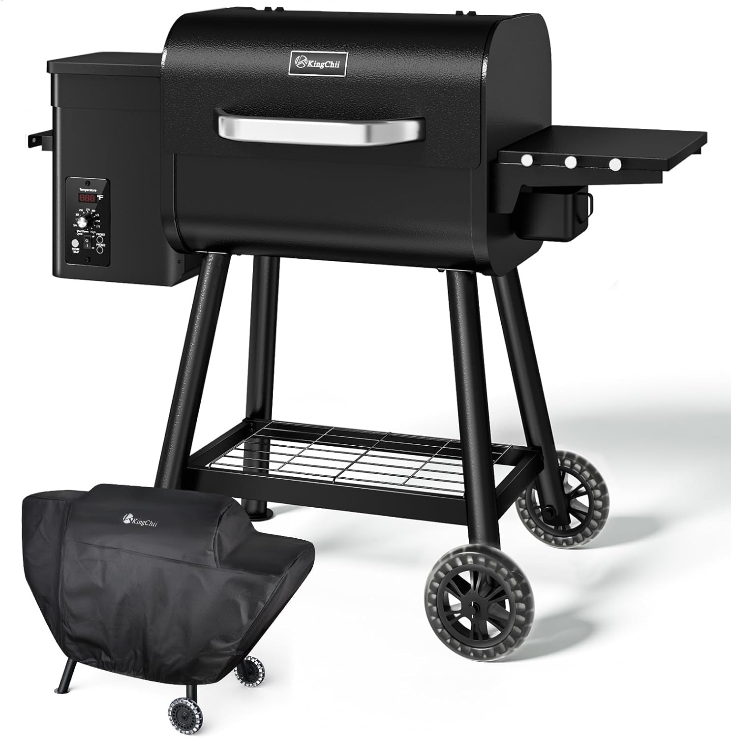 Black Pellet Grill Smoker With TemperaturePrecision-0
