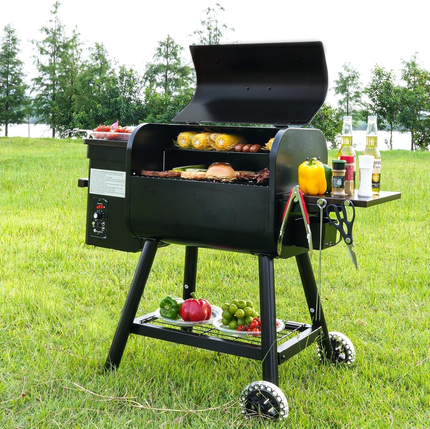 Black Pellet Grill Smoker With TemperaturePrecision-1