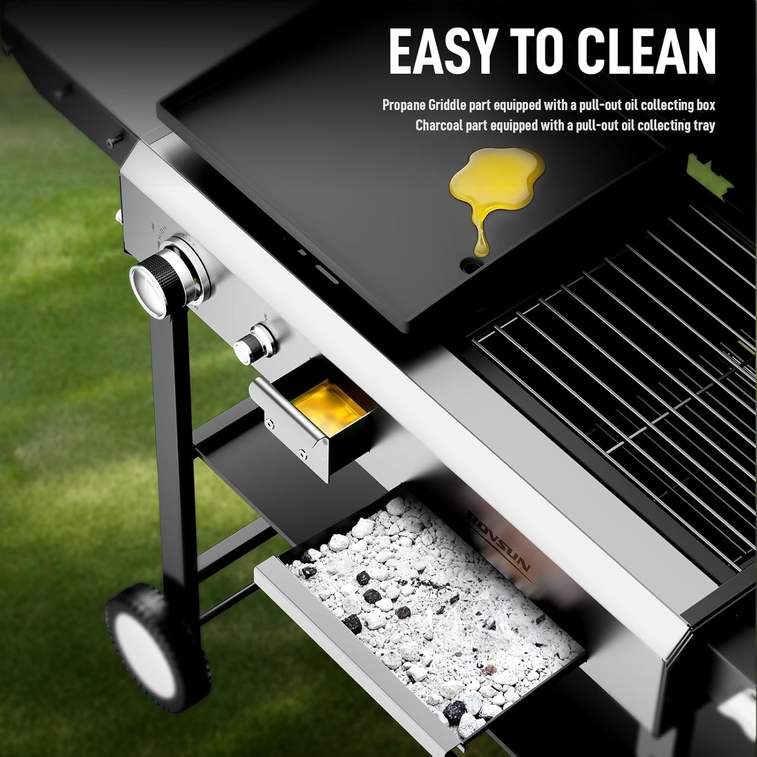 Propane Charcoal Grill Multifunctional Lid Outdoor Backyard-3