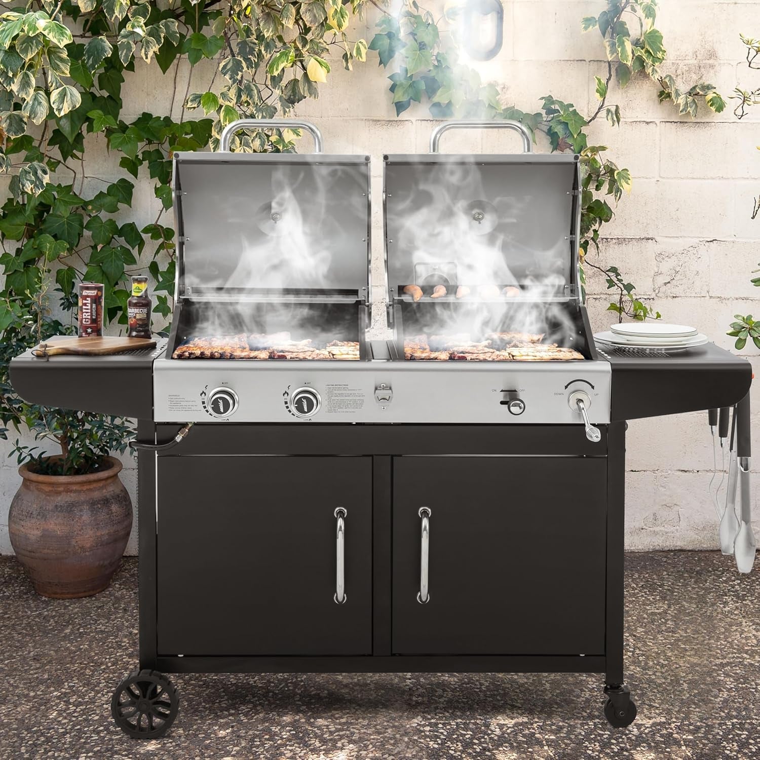 ZH3002N Dual Fuel Grill Propane Charcoal OutdoorPatio-1