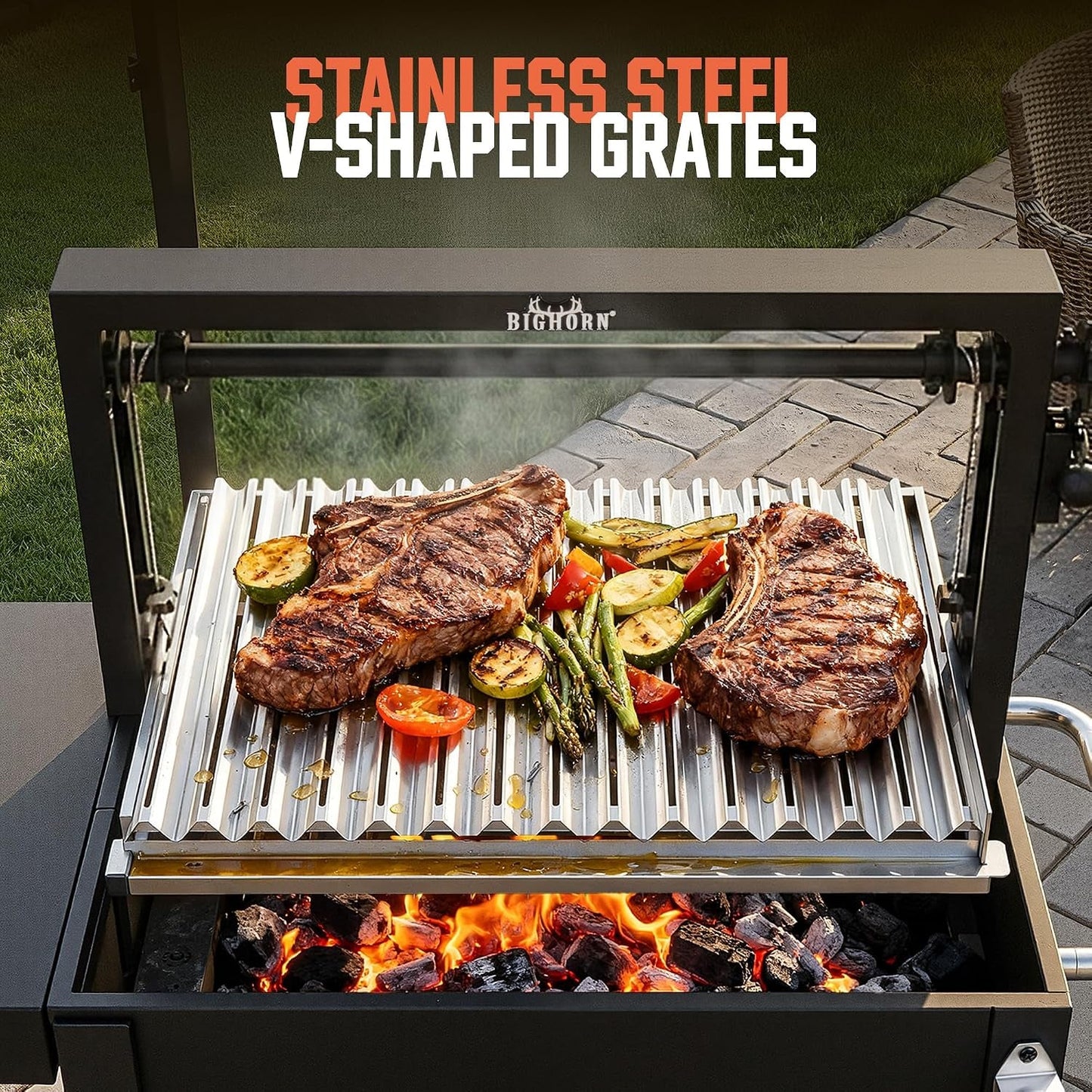Argentine Parrilla Grill With Adjustable Height Storage-3