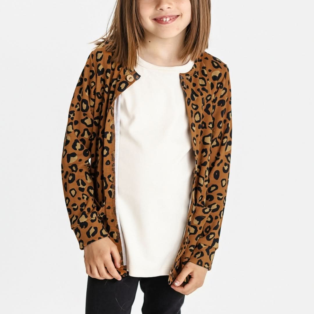 Kids' Bamboo Cardigan | Bronze Leopard-1