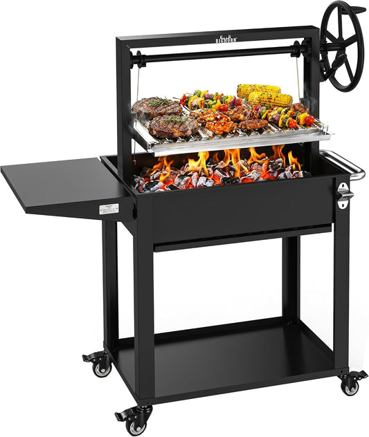 Argentine Parrilla Grill With Adjustable Height Storage-0