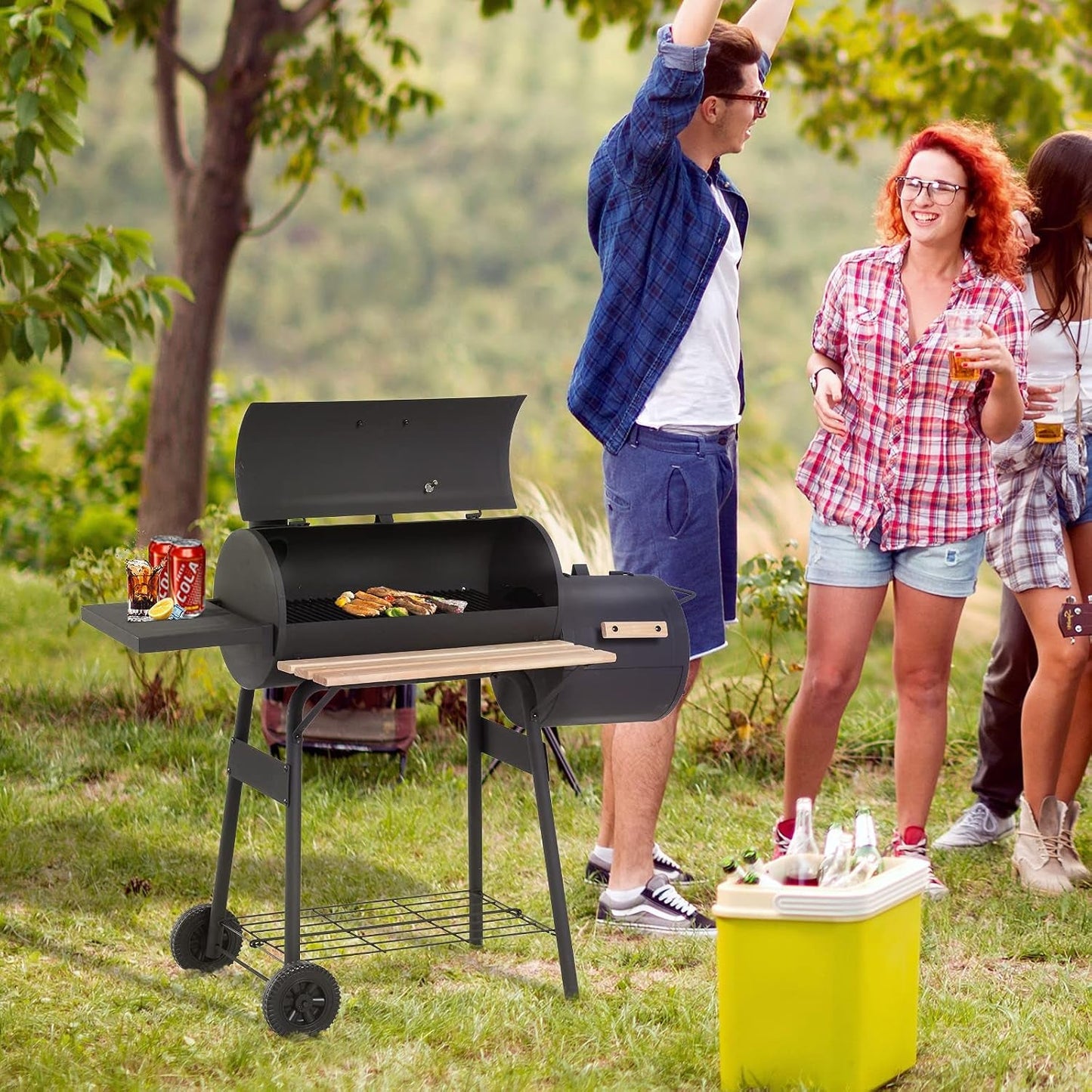 FortyEightInch Portable Charcoal Grill Offset Smoker-2