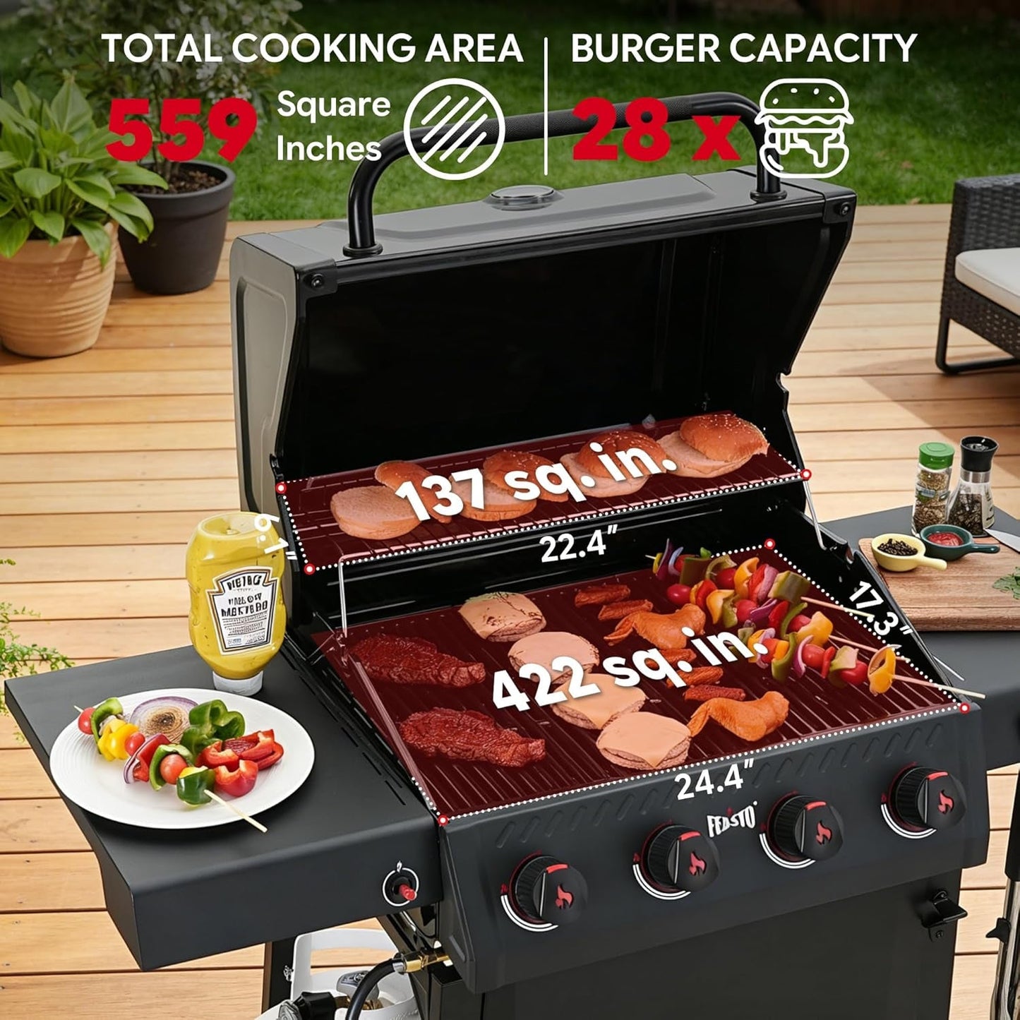 Black Four Burner Propane Outdoor Barbecue Grillmaster-2
