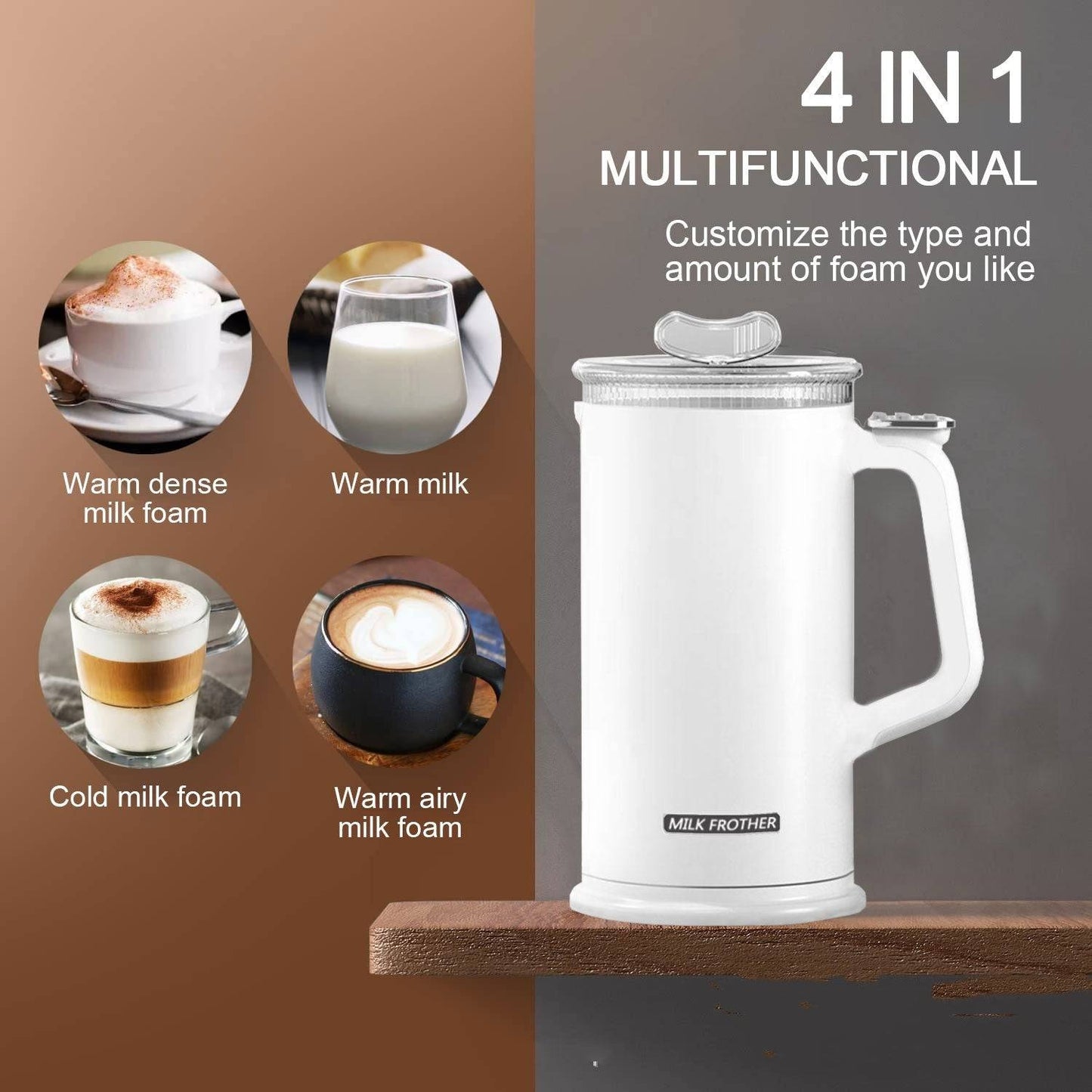 Electric Milk Frother for Coffee & Lattes – Hot & Cold Frothing-1