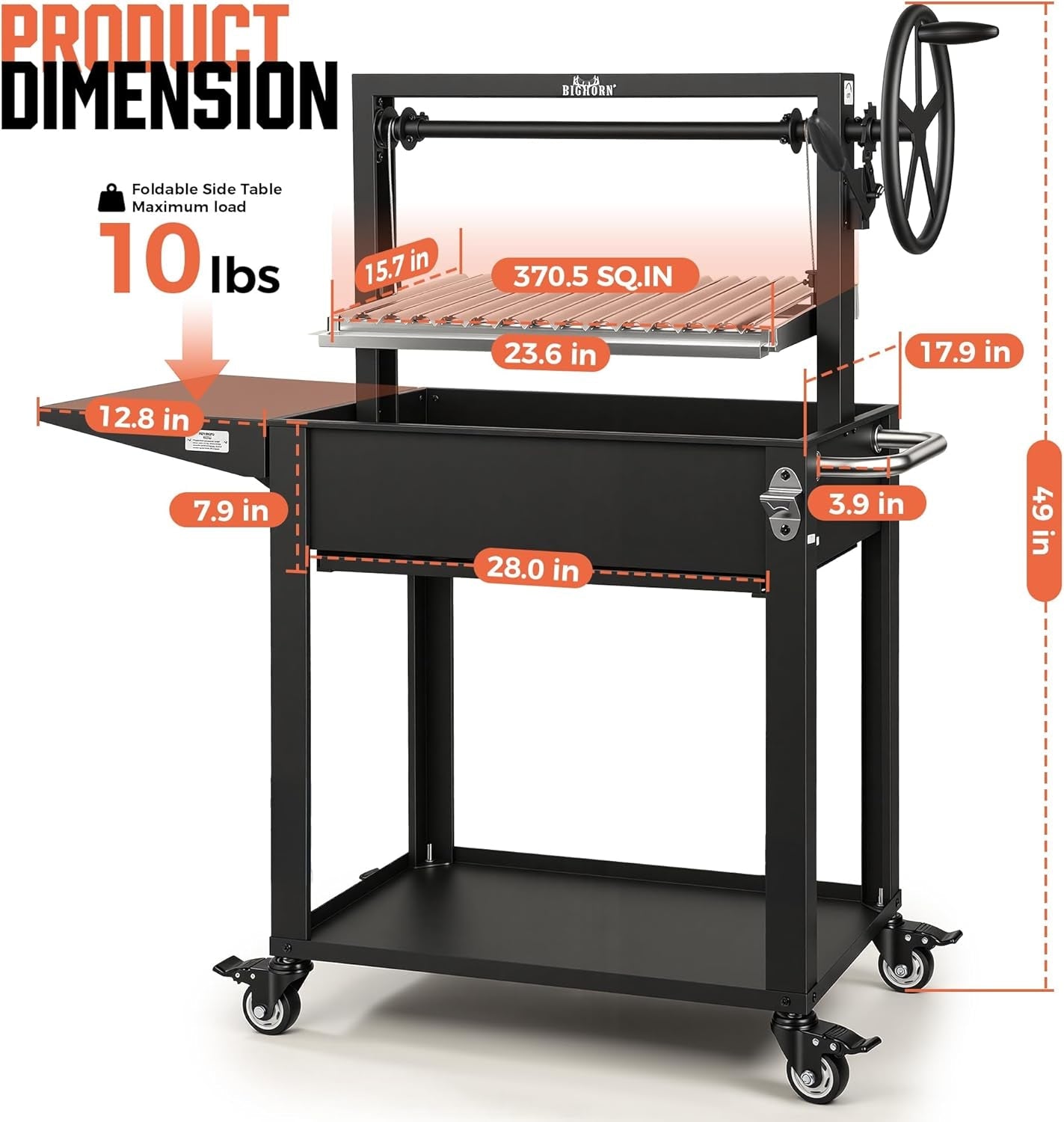 Argentine Parrilla Grill With Adjustable Height Storage-1