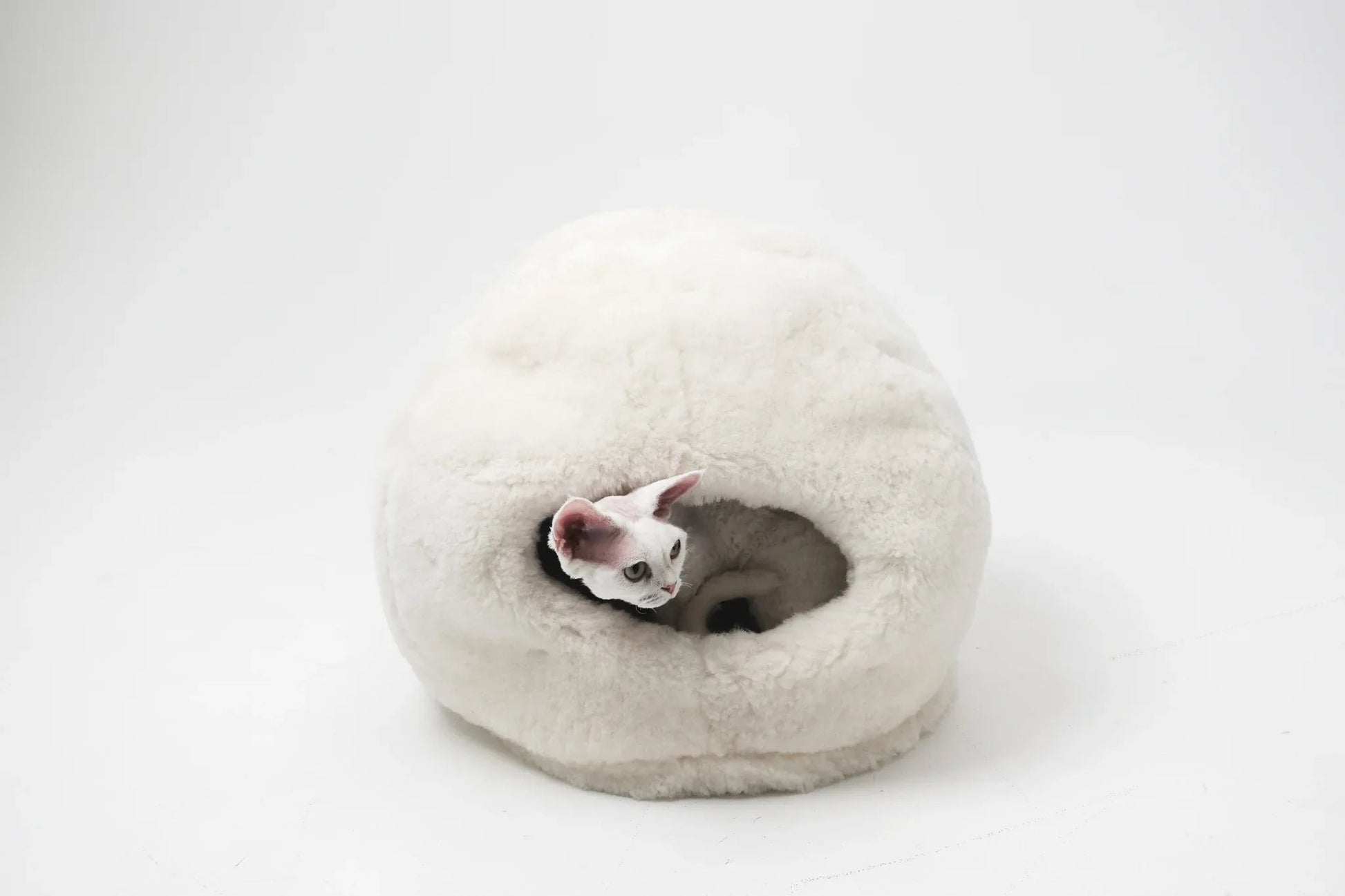 Nest Natural Sheepskin Pet Bed - White-2