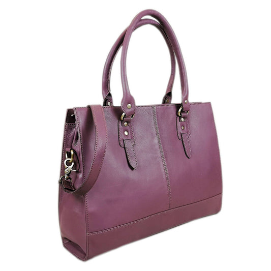 The Signature 17" Leather Laptop Bag, Purple