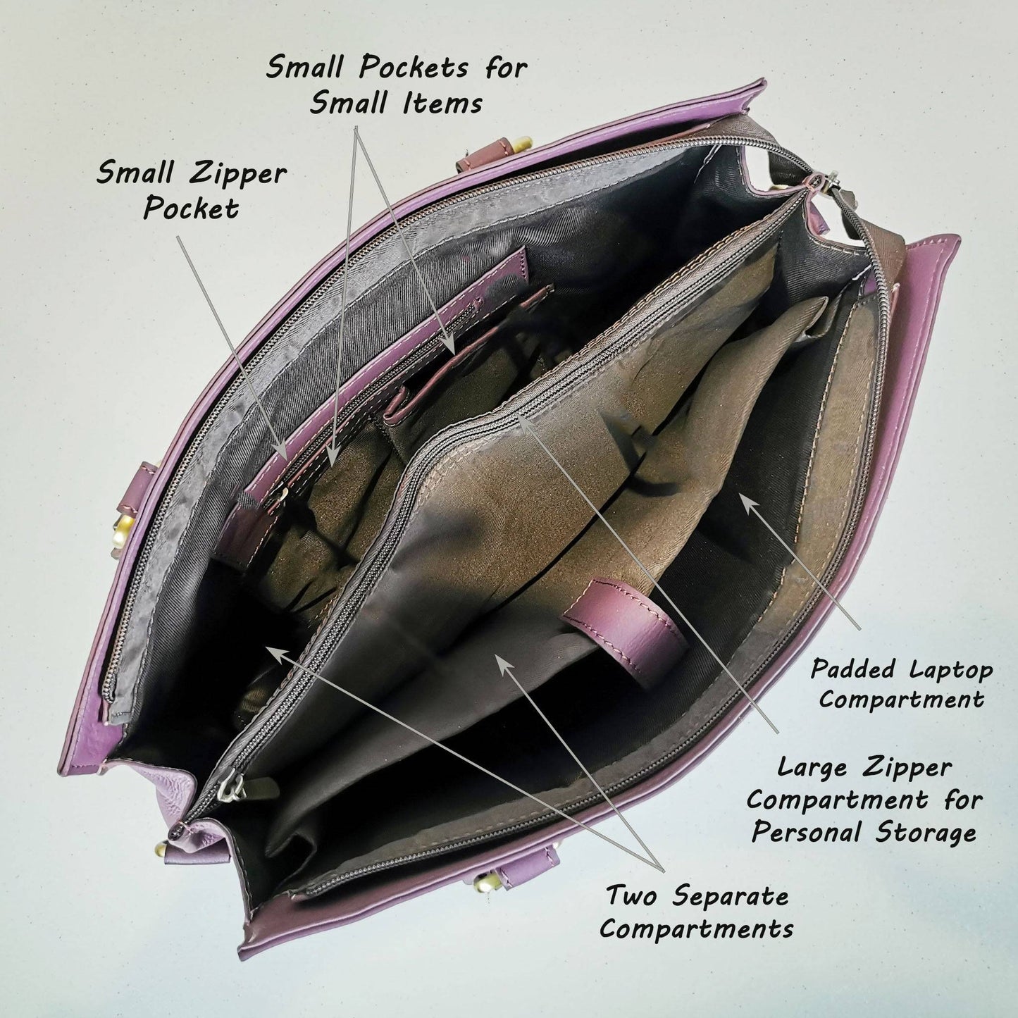 The Signature 17" Leather Laptop Bag, Purple