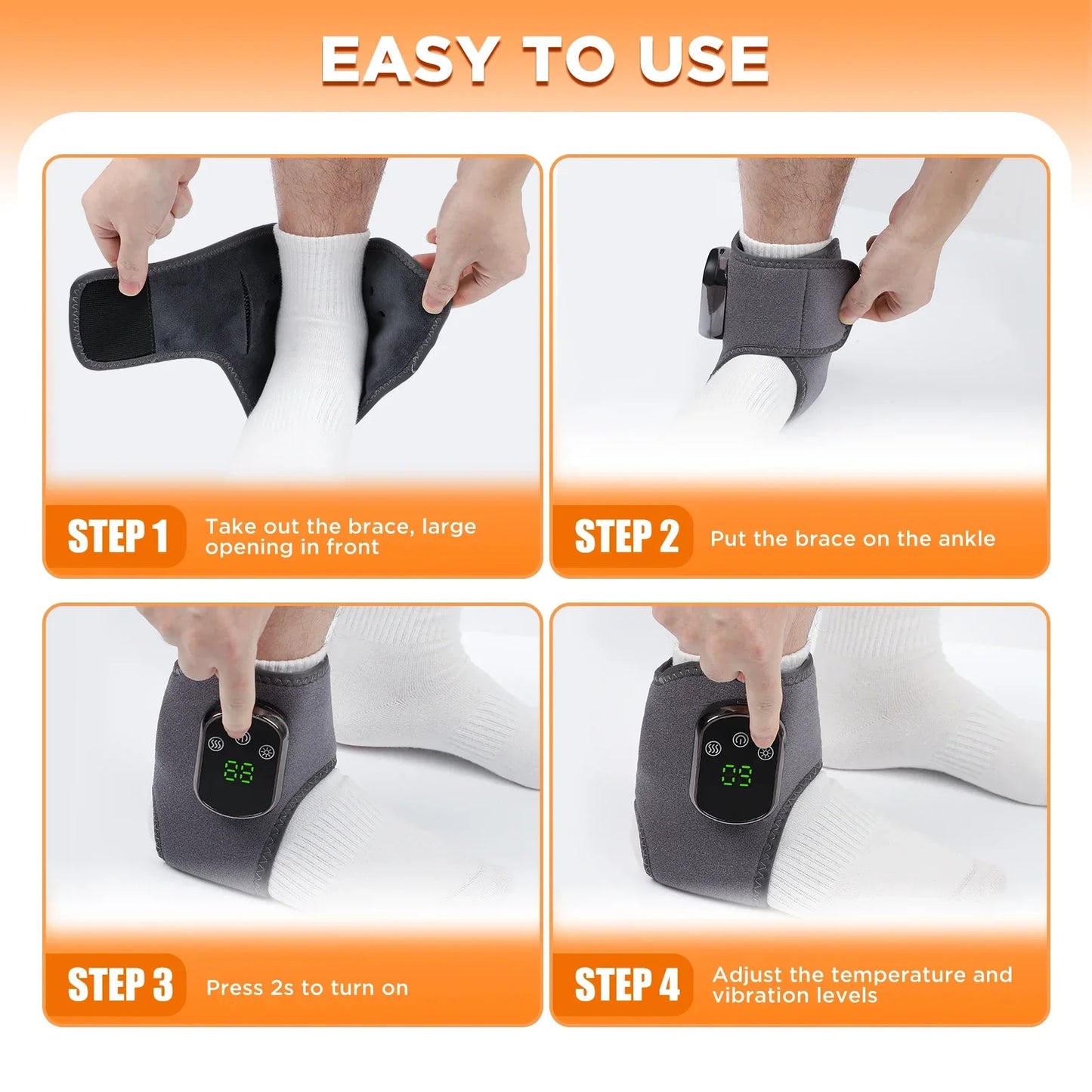 Ankle Heating Pad Vibration Massage Grey-4