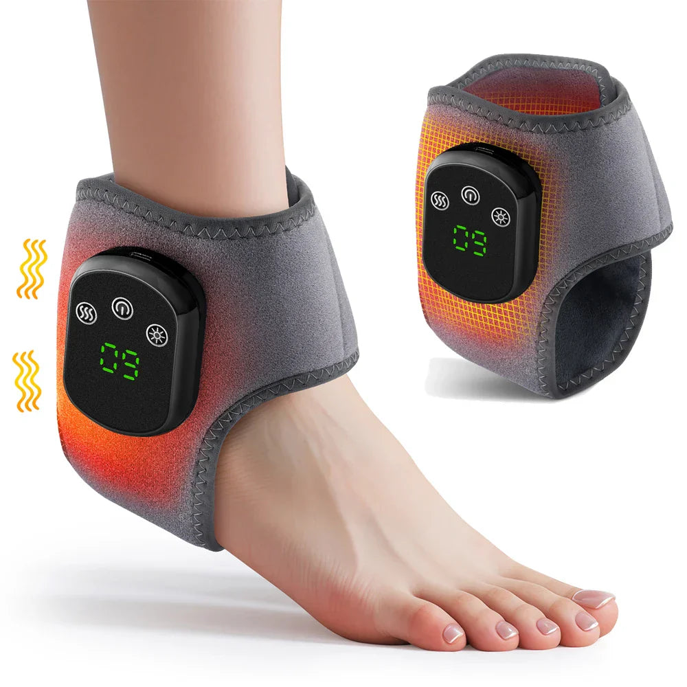 Ankle Heating Pad Vibration Massage Grey-0