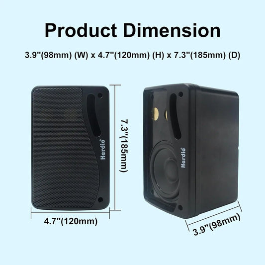 3-Way Waterproof Wall Mount Speakers Black