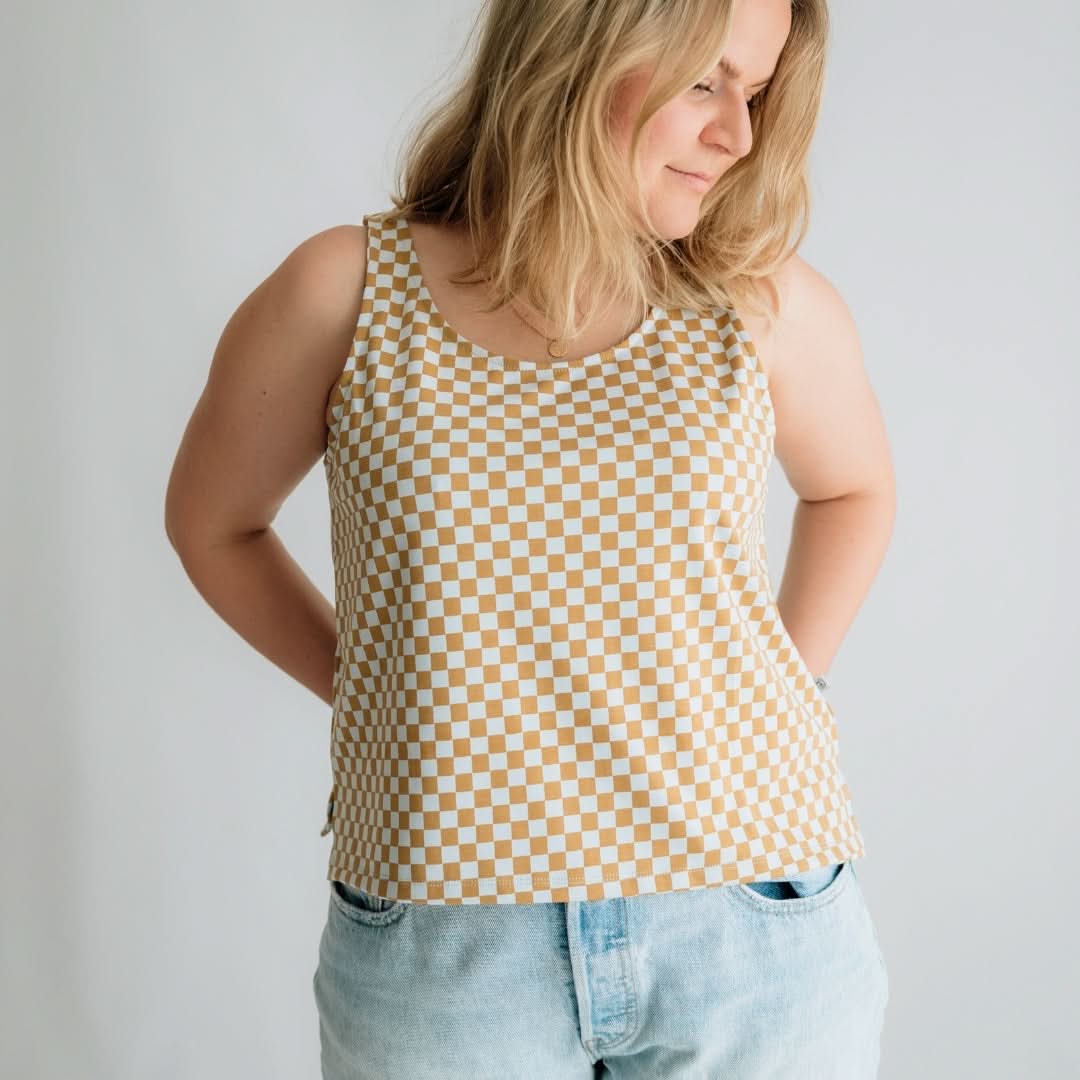Ladies' Bamboo Cropped Tank | Rainbow Stripe
