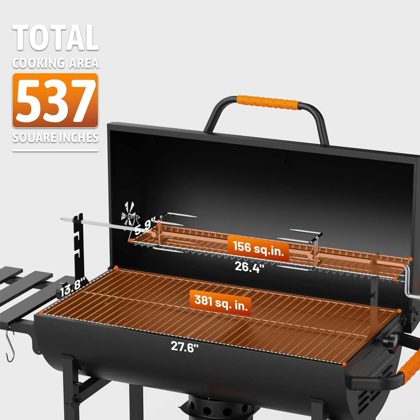 29 Inches Charcoal Grill Heavy Duty RotisserieAttachment-3