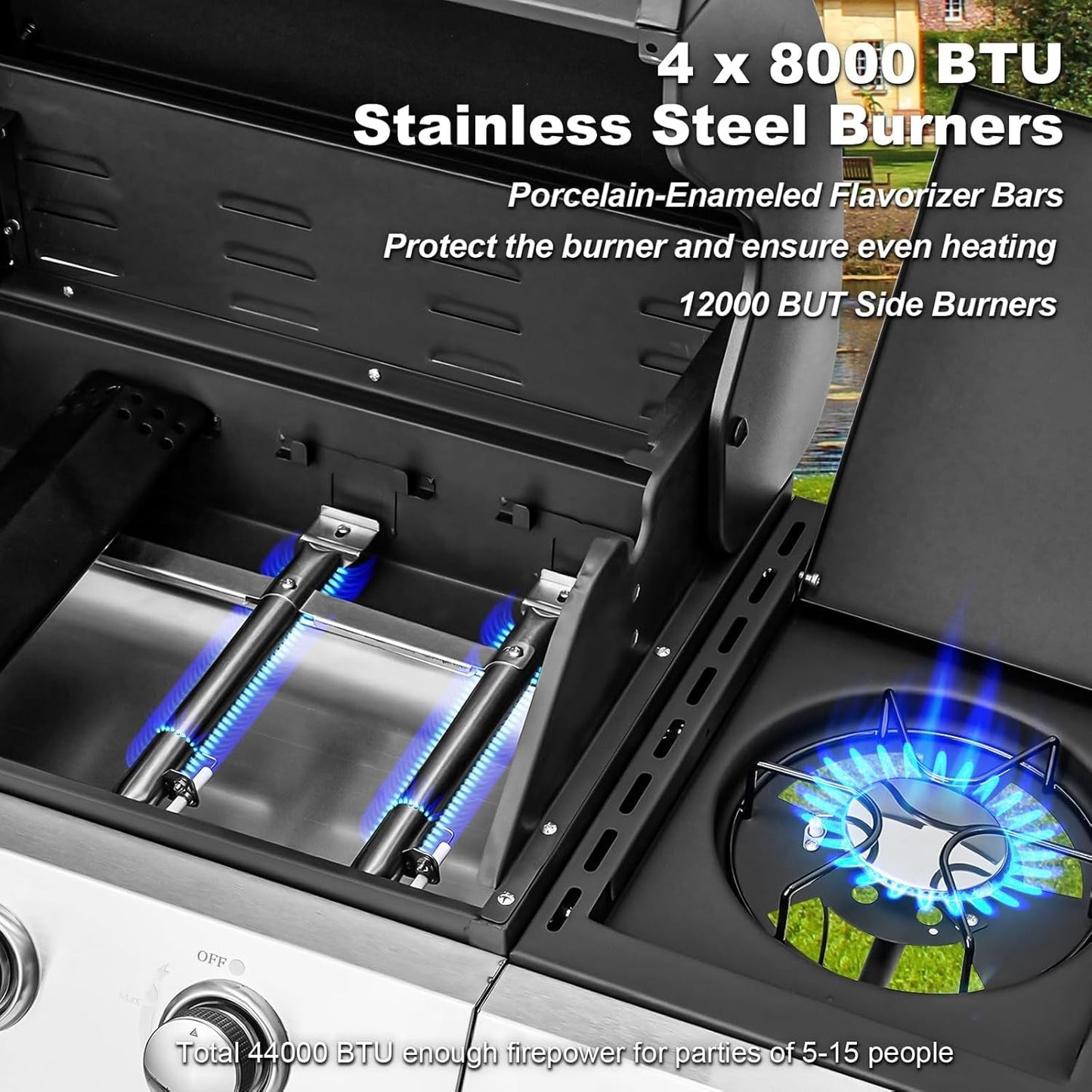 FortyFourThousand BTU Stainless Steel Propane Grill-3