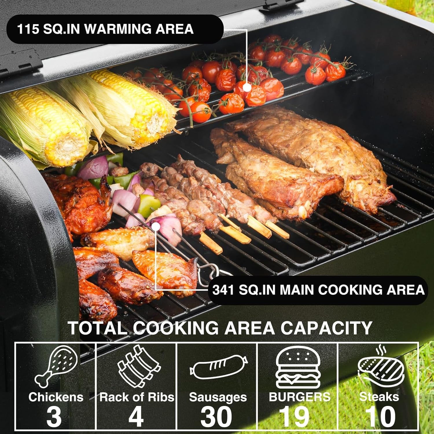 Black Pellet Grill Smoker With TemperaturePrecision-4