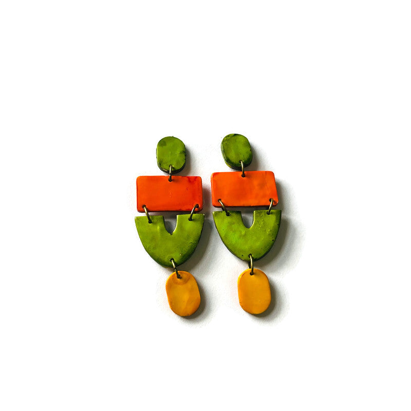 Extra Large Red Clip On Earrings Handmade "Lee"-13