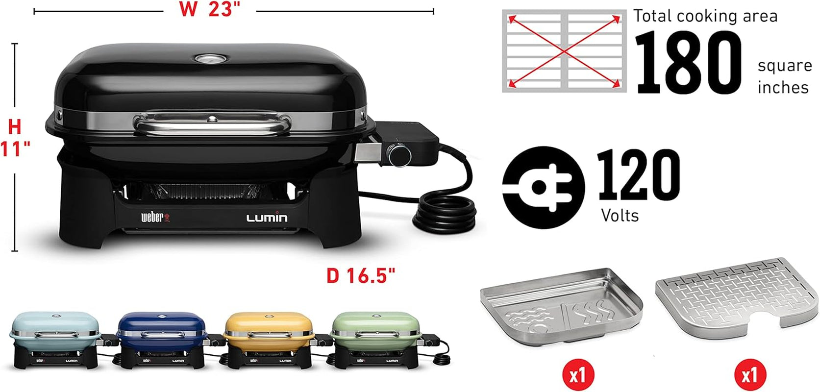 Weber Lumin Ultracompact Electric Outdoor Grill Black-3