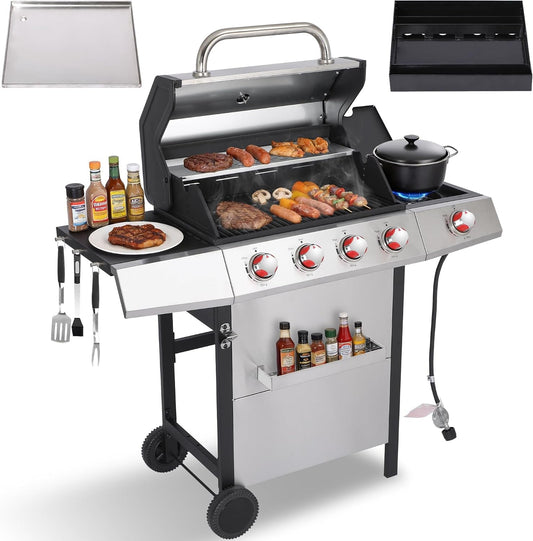 Gas Charcoal Barbecue Grill System Porcelain Grates-0
