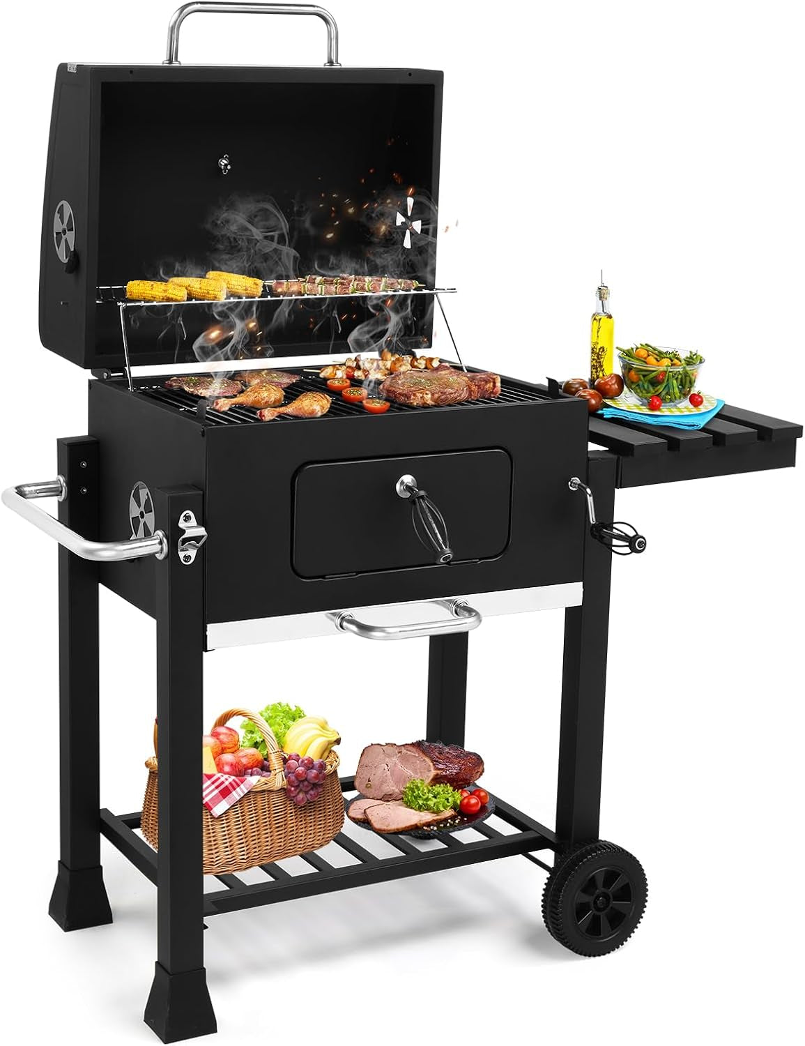 Large CommercialGrade Charcoal Grill With Front Door-0