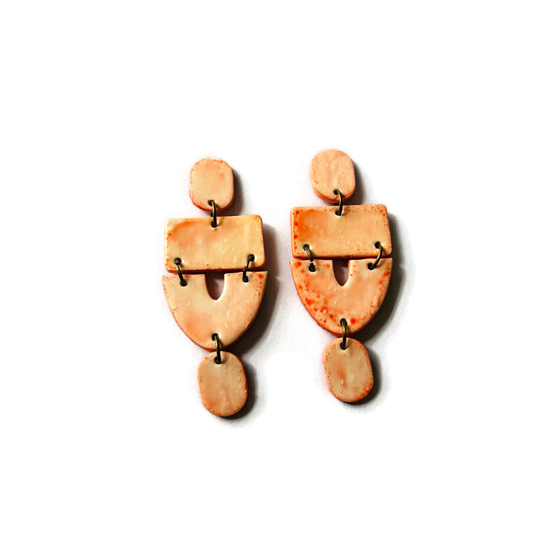 Extra Large Red Clip On Earrings Handmade "Lee"-15