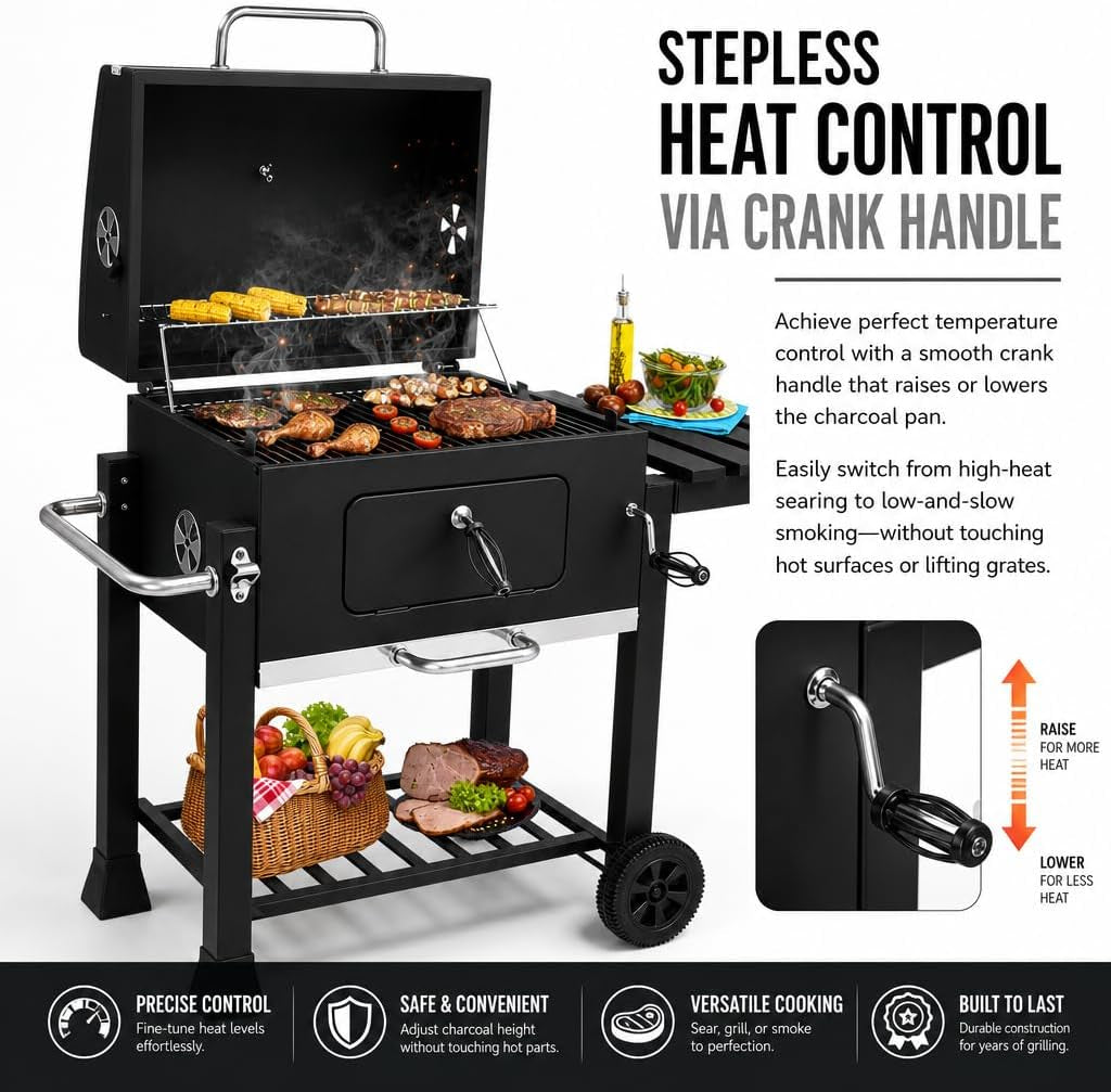 Large CommercialGrade Charcoal Grill With Front Door-1