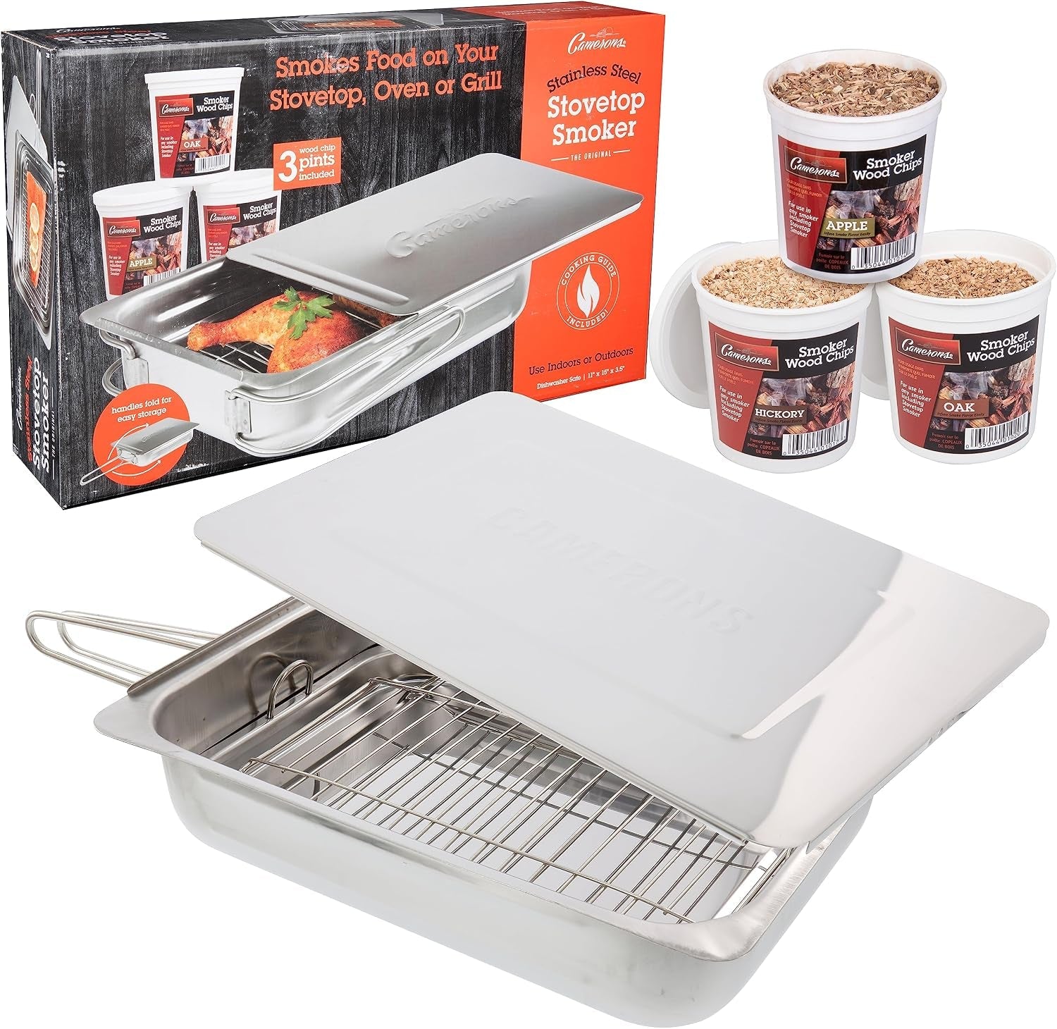 Original Stovetop Smoker Box Set With AppleWoodChips-0