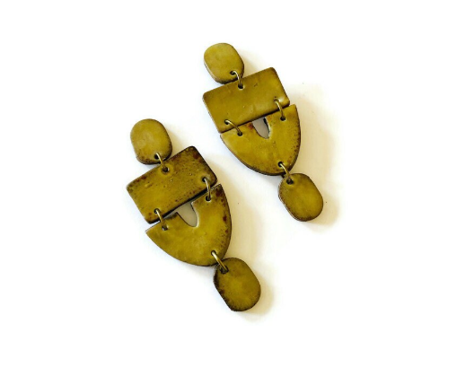 Extra Large Red Clip On Earrings Handmade "Lee"-6