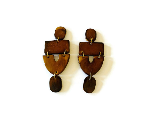 Extra Large Red Clip On Earrings Handmade "Lee"-8
