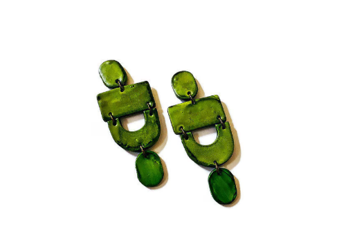 Extra Large Red Clip On Earrings Handmade "Lee"-4