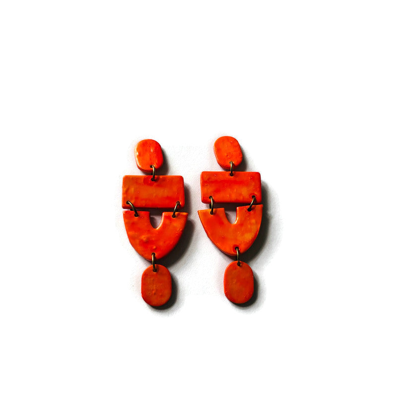 Extra Large Red Clip On Earrings Handmade "Lee"-7
