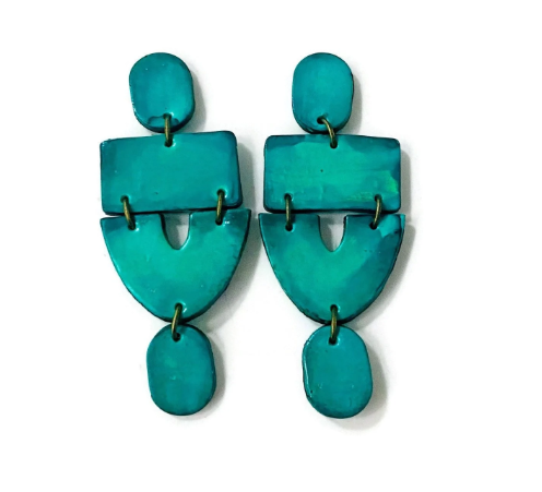 Extra Large Red Clip On Earrings Handmade "Lee"-2